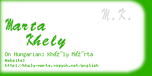 marta khely business card